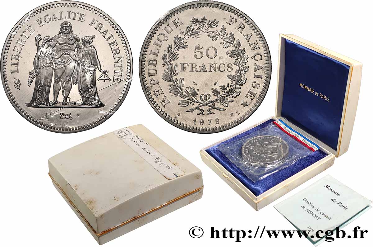 Piéfort Argent de 50 francs Hercule  1979 Pessac GEM.223 P1 FDC 