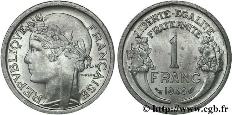 1 franc Morlon, légère 1946  F.221/9 MS65 