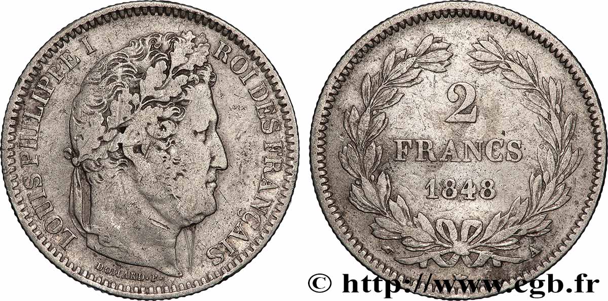 2 francs Louis-Philippe 1848 Paris F.260/115 VF 