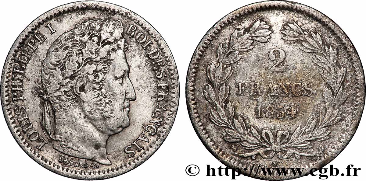 2 francs Louis-Philippe 1834 Rouen F.260/30 VF 