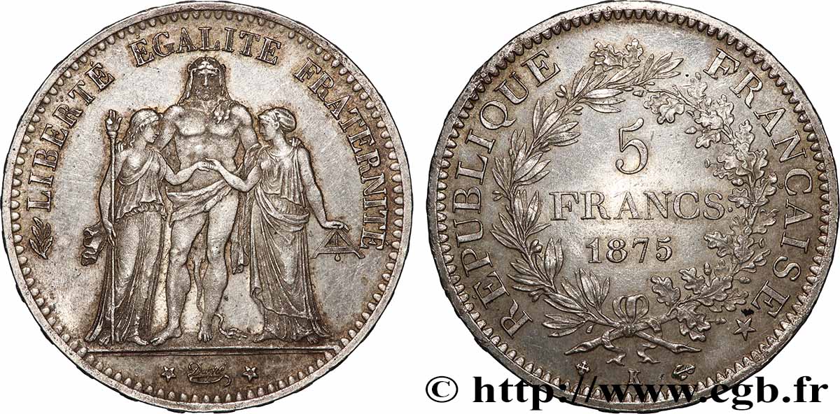 5 francs Hercule 1875 Bordeaux F.334/16 AU 
