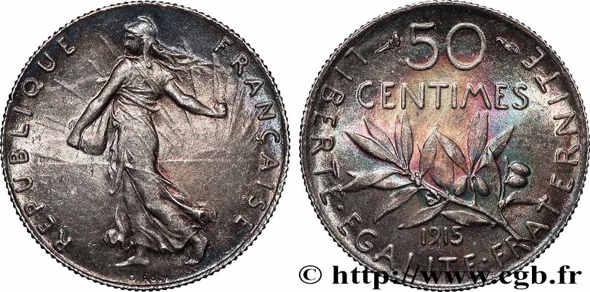 50 centimes Semeuse 1915 Paris F.190/22 MS 