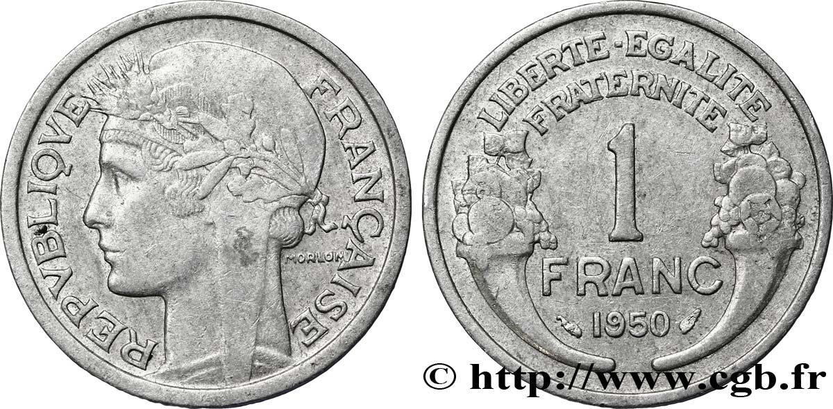 1 franc Morlon, légère 1950  F.221/17 XF45 