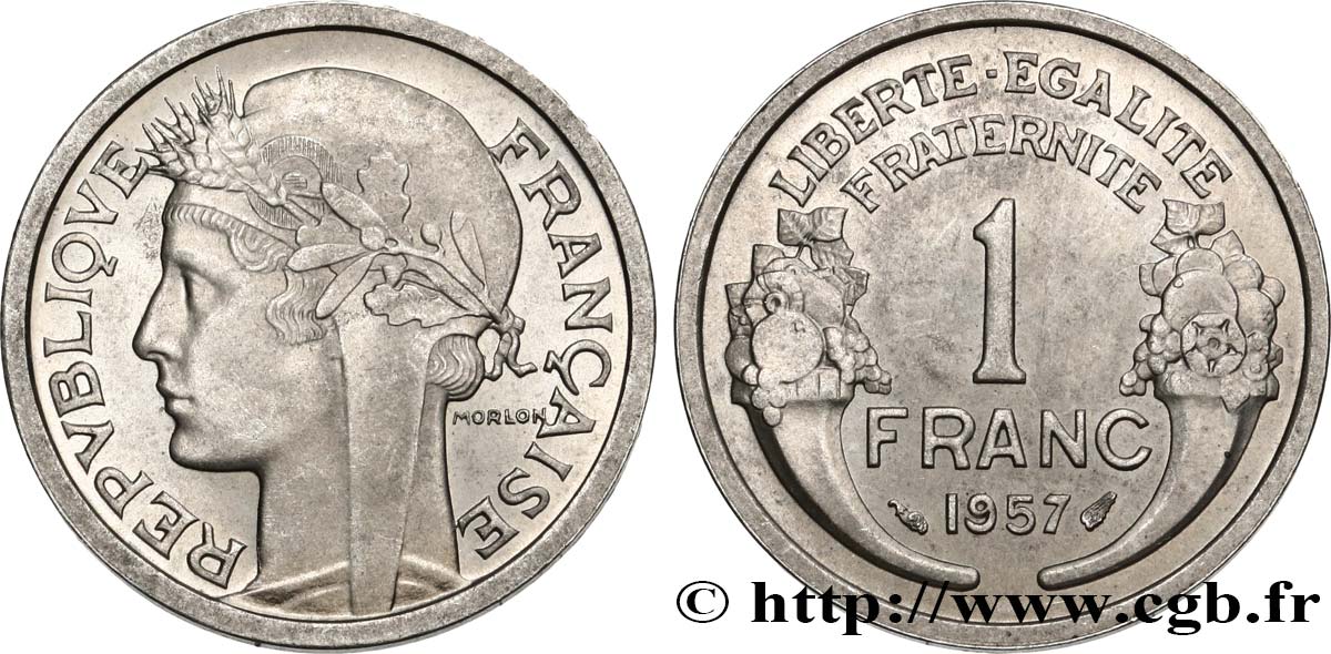 1 franc Morlon, légère 1957  F.221/19 MS63 