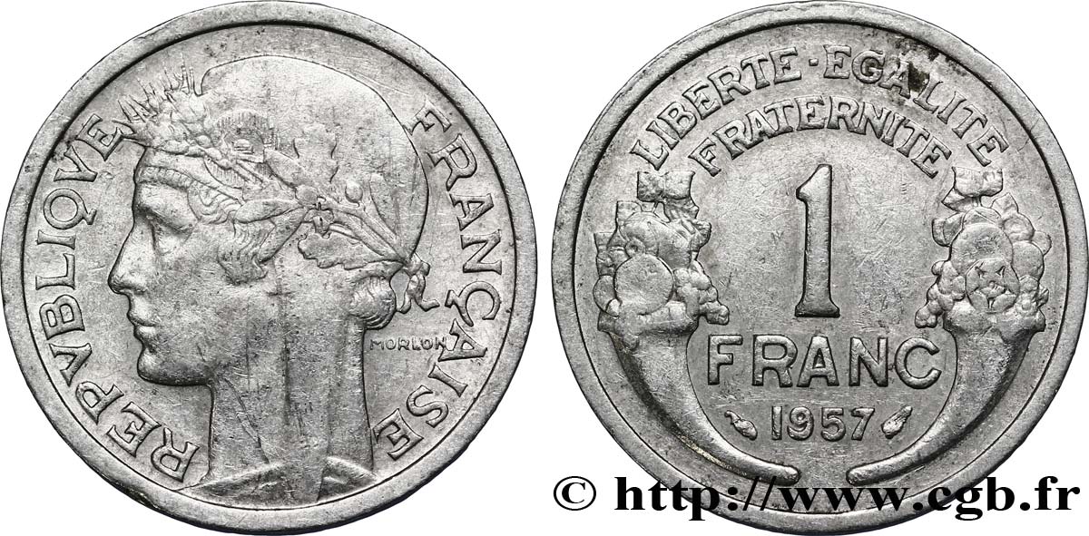 1 franc Morlon, légère 1957  F.221/19 XF45 