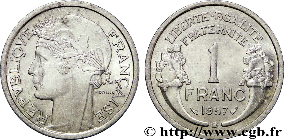 1 franc Morlon, légère 1957 Beaumont-Le-Roger F.221/20 AU53 