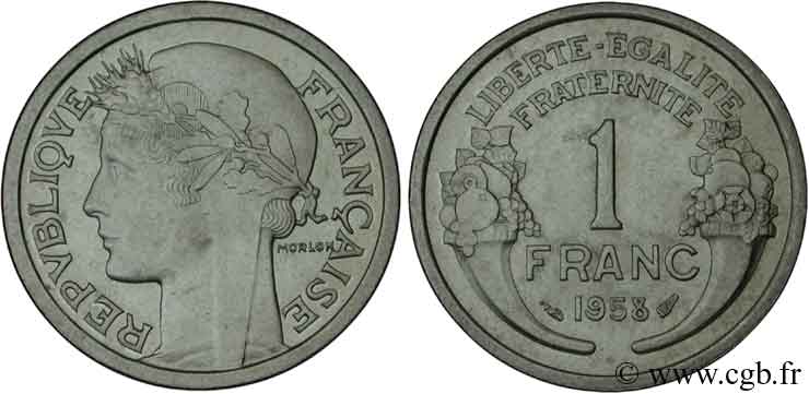 1 franc Morlon, légère 1958  F.221/21 MS62 