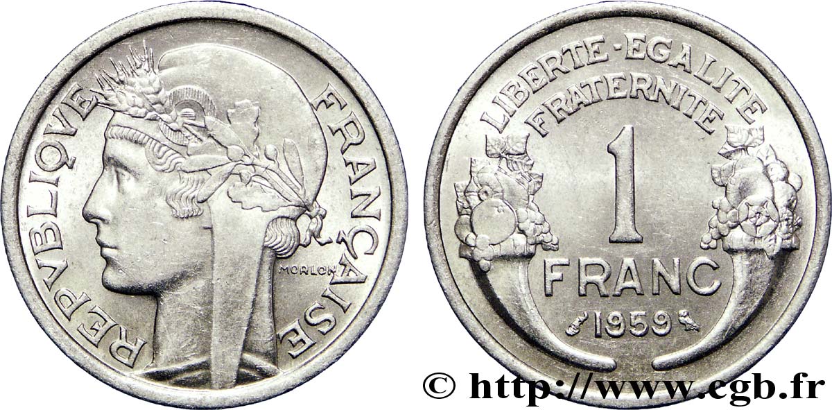 1 franc Morlon, légère 1959  F.221/23 AU55 