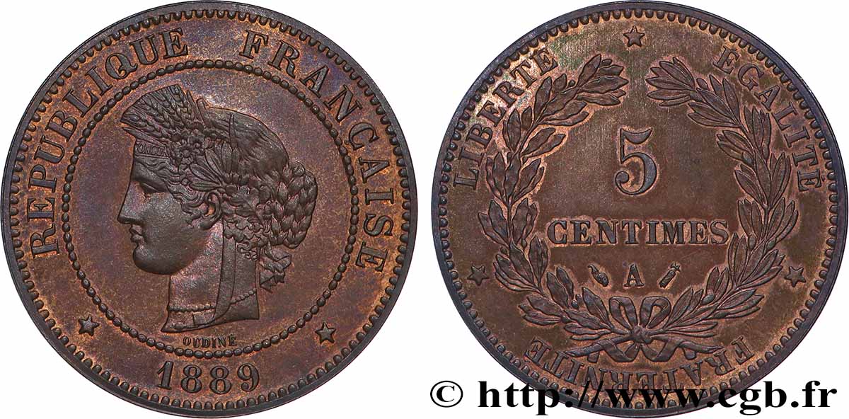 5 centimes Cérès 1889 Paris F.118/31 MS 