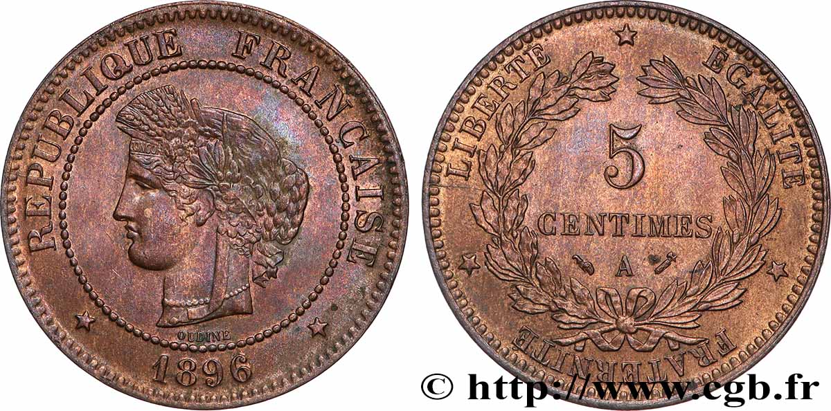 5 centimes Cérès 1896 Paris F.118/37 MS63 