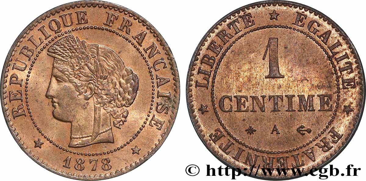 1 centime Cérès 1878 Paris F.104/7 MS64 