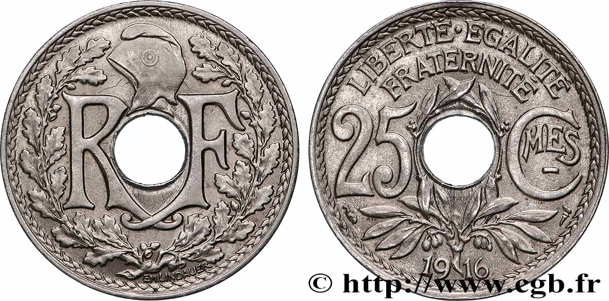 25 centimes Lindauer, Cmes souligné 1916 Paris F.170/4 MS 