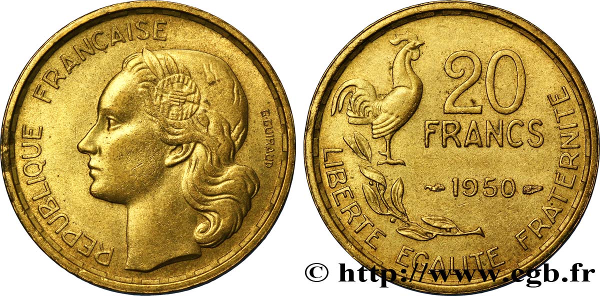 20 francs G. Guiraud 1950  F.402/3 TTB50 