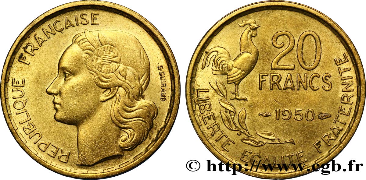 20 francs G. Guiraud 1950  F.402/3 VZ58 