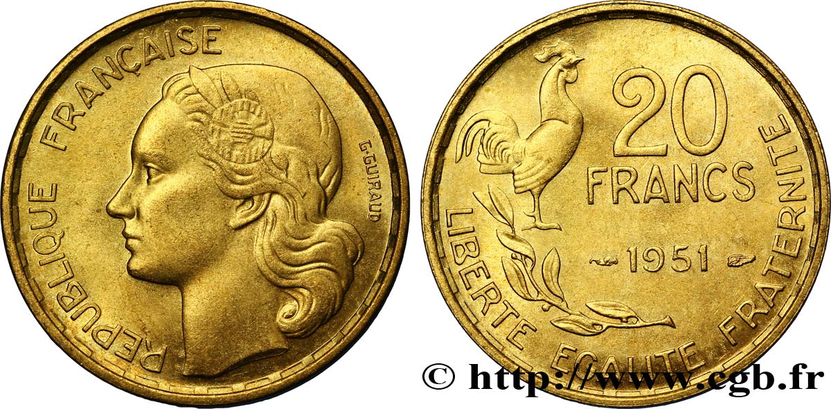 20 francs G. Guiraud 1951  F.402/7 SUP60 