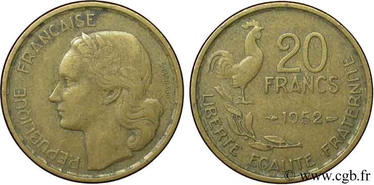 20 francs G. Guiraud 1952  F.402/9 TB35 