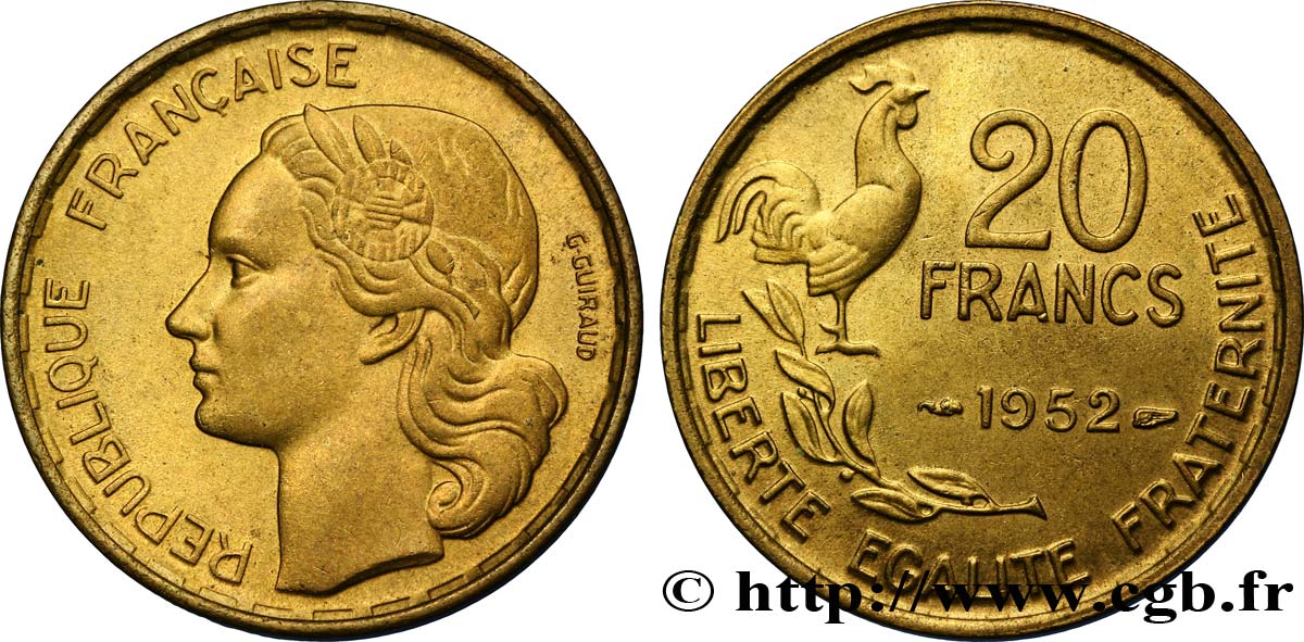 20 francs G. Guiraud 1952  F.402/9 SUP58 