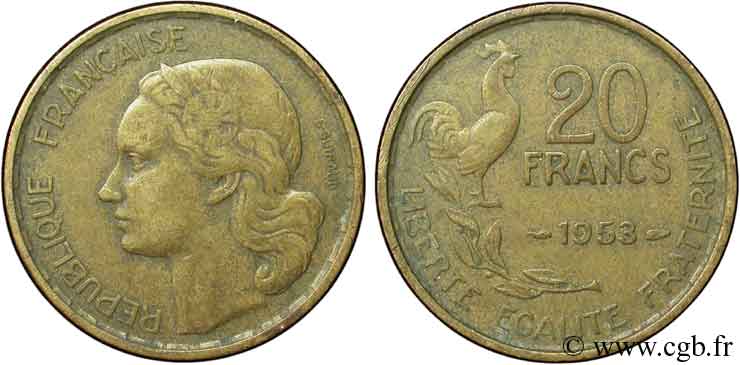 20 francs G. Guiraud 1953  F.402/11 MB35 