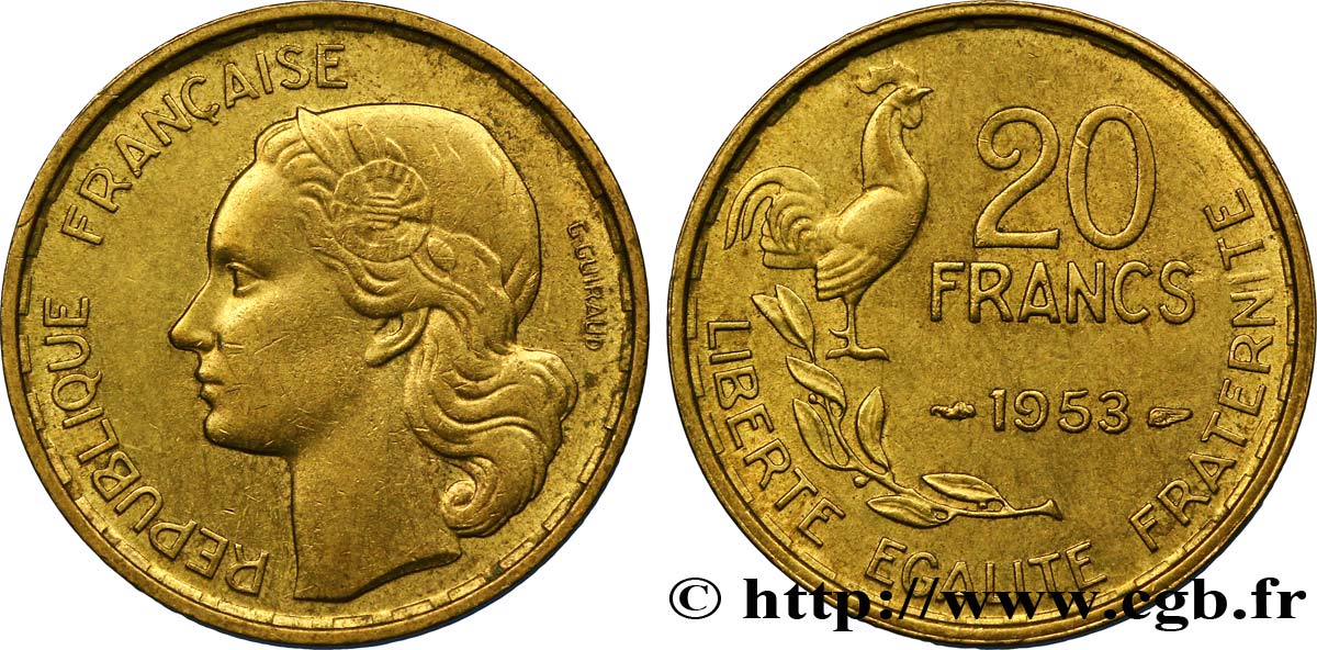 20 francs G. Guiraud 1953  F.402/11 AU53 
