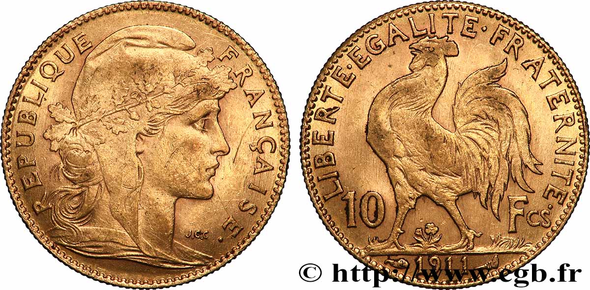 10 francs or Coq 1911 Paris F.509/12 TTB 