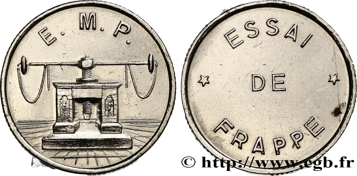 Essai de frappe de 10 francs Jimenez, grand module, cinq séries de cannelures n.d. Pessac GEM.194 6 AU55 