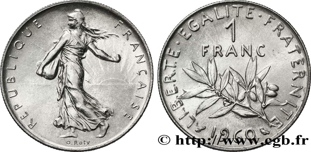 1 franc Semeuse, nickel 1960 Paris F.226/4 SUP62 