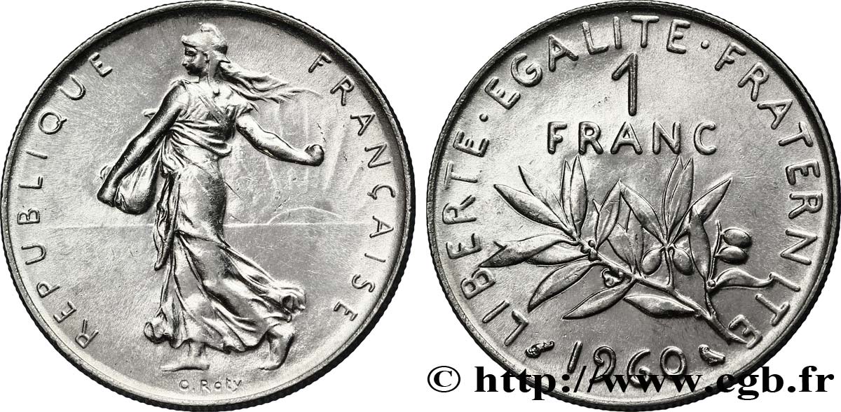 1 franc Semeuse, nickel 1960 Paris F.226/4 MS60 