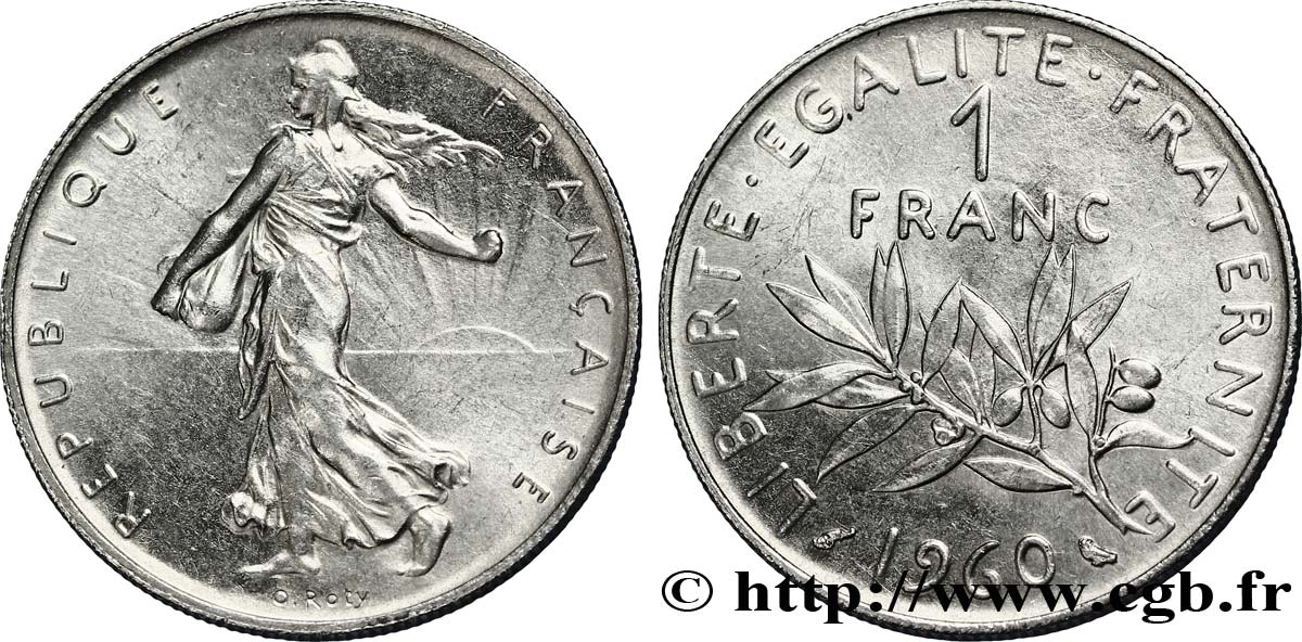 1 franc Semeuse, nickel 1960 Paris F.226/4 AU58 