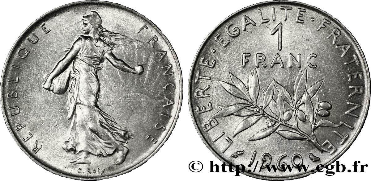 1 franc Semeuse, nickel 1960 Paris F.226/4 AU55 