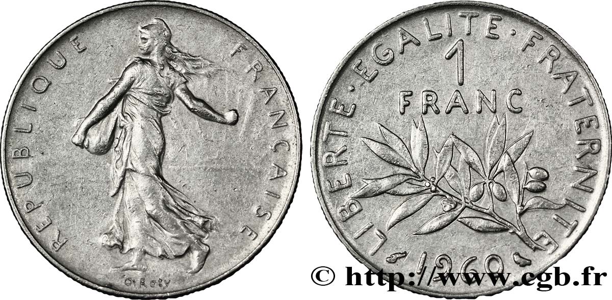 1 franc Semeuse, nickel 1960 Paris F.226/4 XF48 