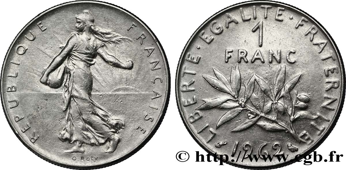 1 franc Semeuse, nickel 1962 Paris F.226/7 TTB48 