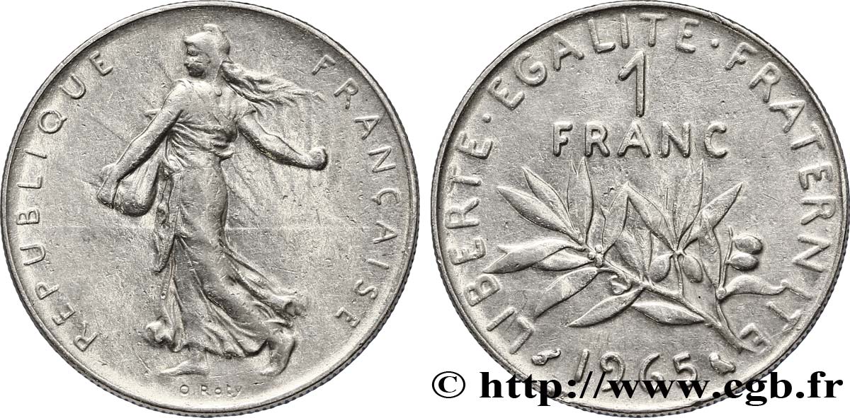 1 franc Semeuse, nickel, grande chouette 1965 Paris F.226/9 XF40 