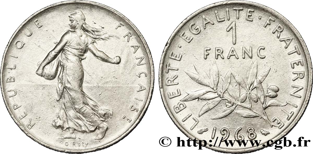 1 franc Semeuse, nickel 1968 Paris F.226/13 MBC45 