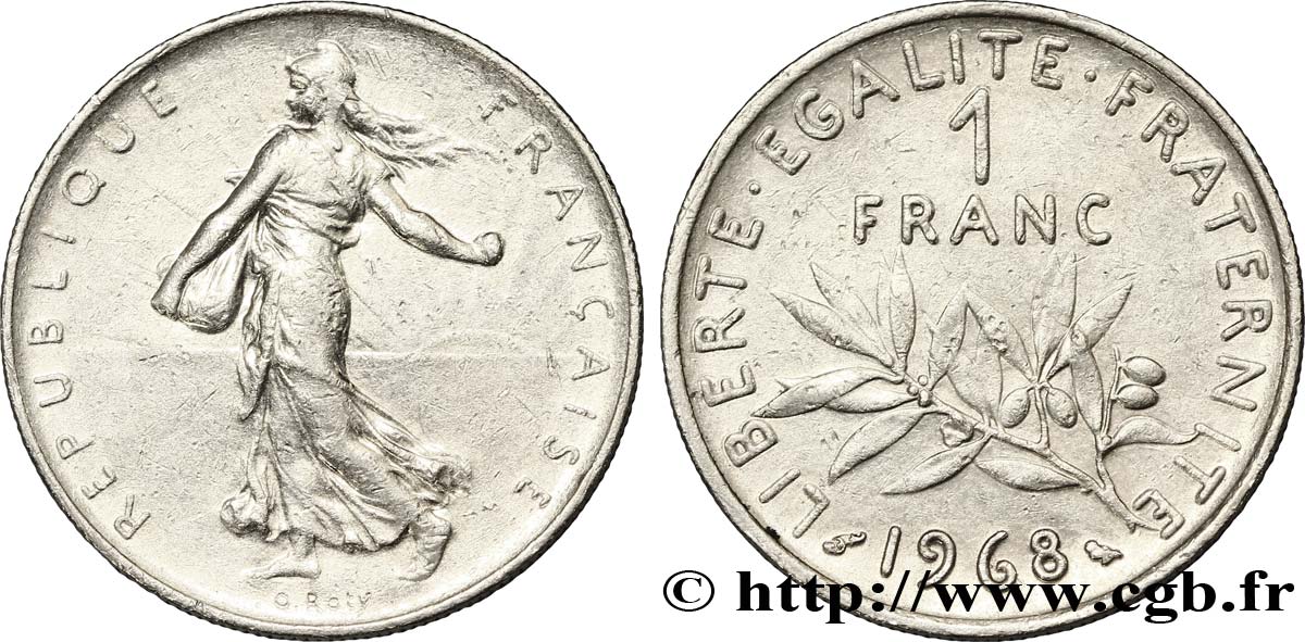 1 franc Semeuse, nickel 1968 Paris F.226/13 BB40 