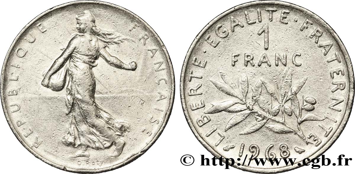 1 franc Semeuse, nickel 1968 Paris F.226/13 TB30 