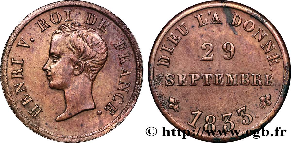 Module du 1/2 franc Henri V 1833  COLLIGNON 1060  MBC+ 
