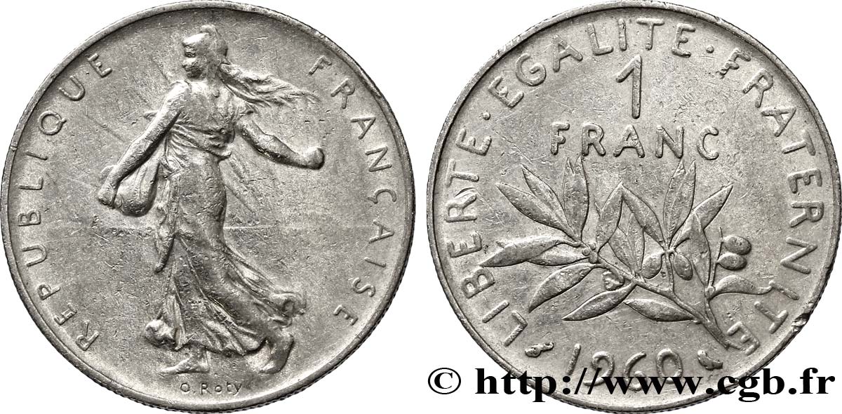 1 franc Semeuse, nickel 1960 Paris F.226/5 BC30 