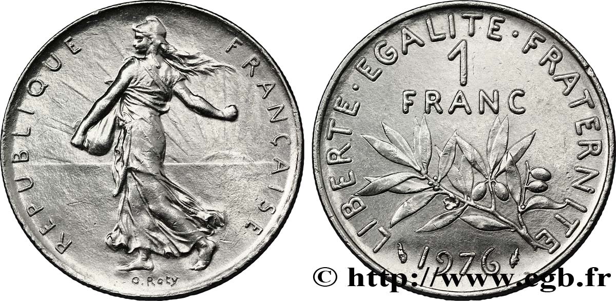 1 franc Semeuse, nickel 1976 Pessac F.226/21 AU55 