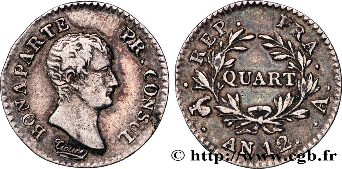 Quart (de franc) Bonaparte Premier Consul 1804 Paris F.157/1 VF 