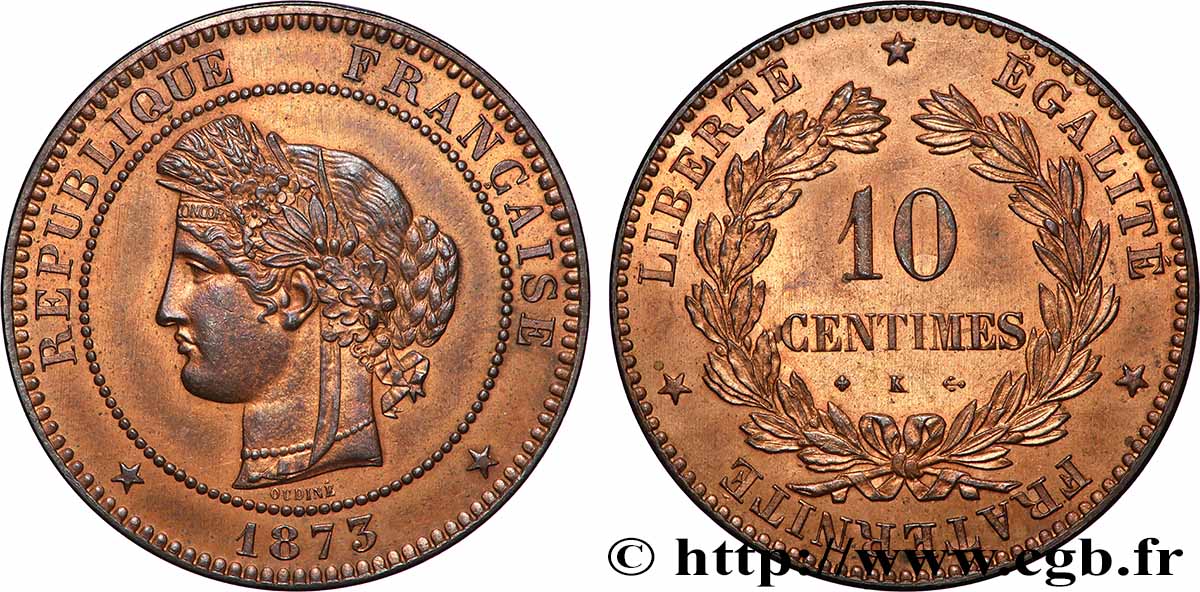 10 centimes Cérès 1873 Bordeaux F.135/11 MS 