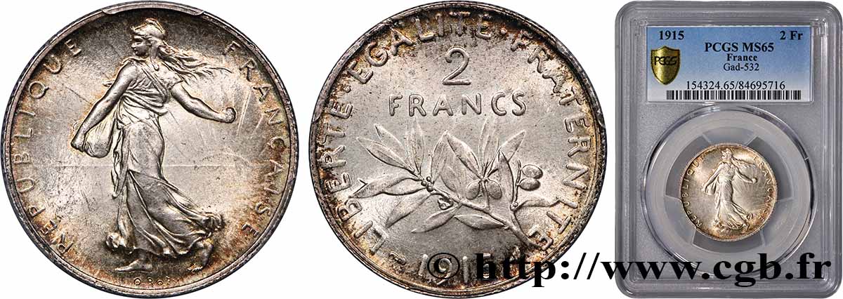 2 francs Semeuse 1915  F.266/17 MS65 PCGS