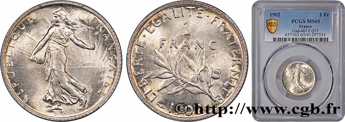 1 franc Semeuse 1902 Paris F.217/7 MS65 PCGS