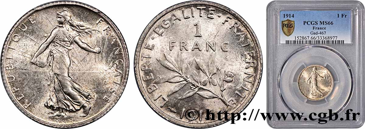 1 franc Semeuse 1914 Paris F.217/19 ST66 PCGS