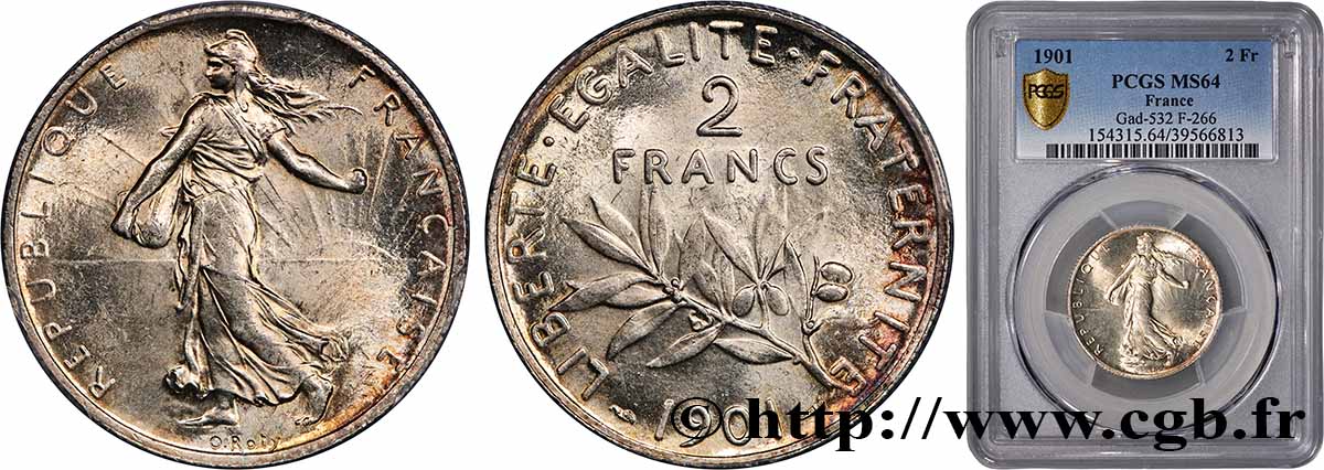 2 francs Semeuse 1901 Paris F.266/6 MS64 PCGS