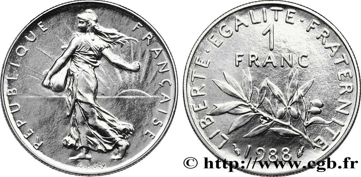 1 franc Semeuse, nickel 1988 Pessac F.226/33 MS67 