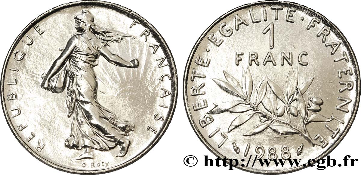 1 franc Semeuse, nickel 1988 Pessac F.226/33 fST63 