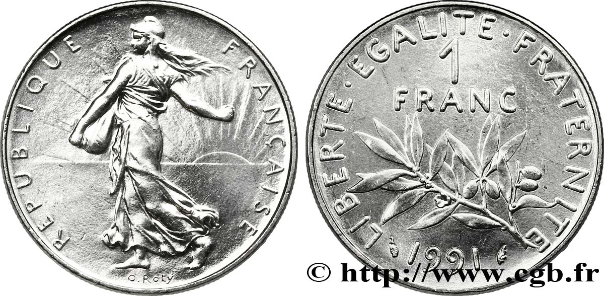 1 franc Semeuse, nickel 1991 Pessac F.226/36 MS62 