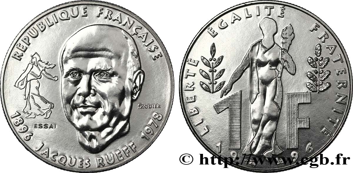 Essai de 1 franc Jacques Rueff 1996 Pessac F.231/1 FDC65 