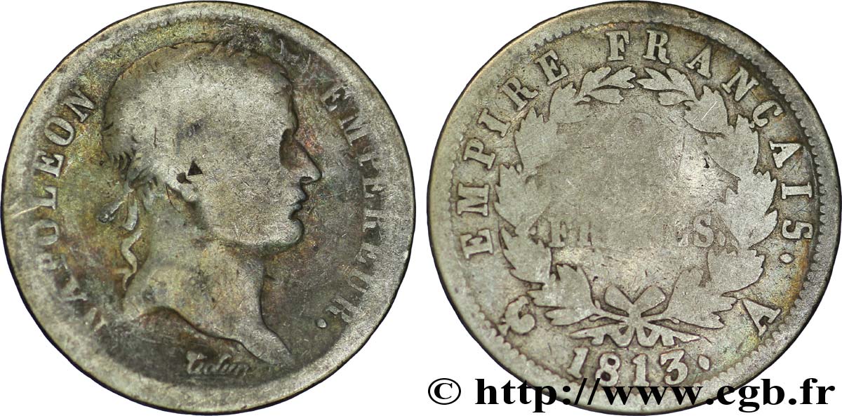 2 francs Napoléon Ier tête laurée, Empire français 1813 Paris F.255/52 VG8 