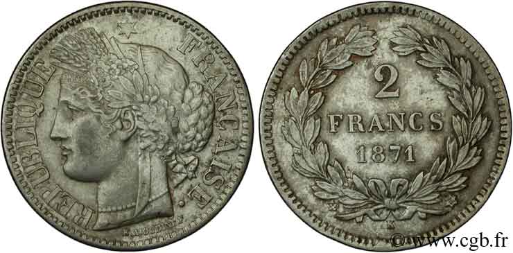 2 francs Cérès, sans légende 1871 Bordeaux F.264/4 SUP55 